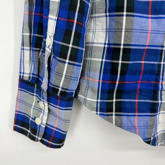 J.Crew Perfect Shirt Blue Tartan Plaid Button Down Long Sleeve Top - Picture 10 of 11